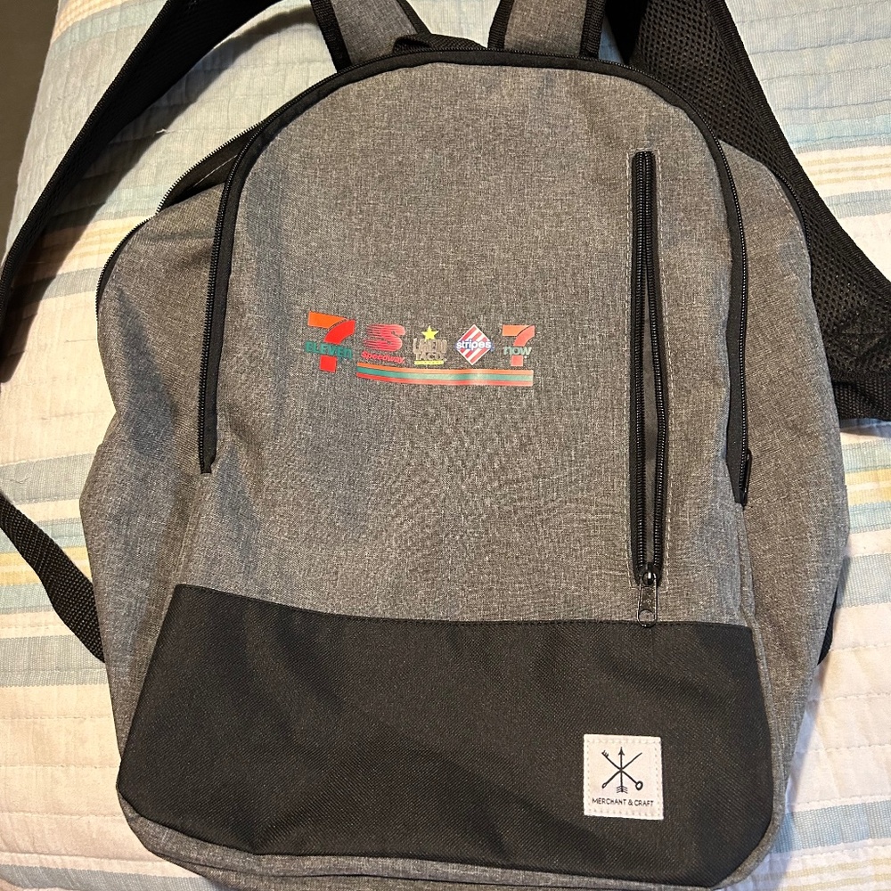 Leeds Merchant and Craft Backpack with 7-11 emblems.